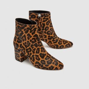 ZARA ANIMAL PRINT ANKLE BOOTS